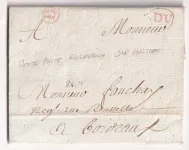 PETITE POSTE DE BORDEAUX B+ DU EN ROUGE TEXTE DU CAP HAITIEN HAITI 1773 POUR BORDEAUX