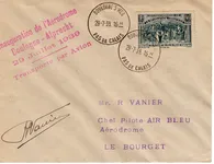 90C REVOLUTION LETTRE AVION BOULOGNE S MER PAS DE CALAIS 29.7.39 POUR AIR BLEU VANIER SIGNATURE PILOTE