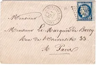 N° 60 PETITE LETTRE PC GC 2230 TYPE 17 MAROLLES-EN-HUREPOIX SEINE ET OISE 1 NOV 1875 COTE 340€