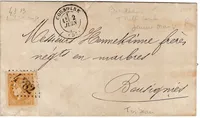 BORDEAUX 10C NUANCE GC 4482 COUSOLRE 2 JUIN 1871 NORD  SEUL LETTRE