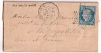 BALLON MONTE LA POSTE DE PARIS 16 JANV 1871 POUR NEGREPELISSE TARN ET GARONNE ARRIVE 29 JANVIER GAZETTE DES ABSENTS N°27