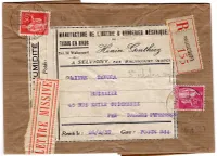 PAIX 50C+1FR75 LETTRE MISSIVE ETIQUETTE + REC SEVIGNY NORD 1937 TARIF 3EME