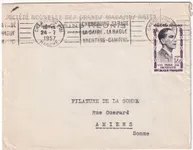 N°1103 SEUL SUR LETTRE CHERBOURG MANCHE 1957 POUR AMIENS SOMME FACTURE ENVELOPPE OUVERTE