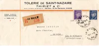 PETAIN 4FR+60C LETTRE REC LA BAULE 4.1.1945 ILOT ST NAZAIRE POCHE