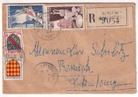 N°972 973 1002 1003 RECOMMANDE 1956 BORDEAUX POUR REMICH LUXEMBOURG