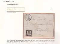 TAXE N°3 DU 29 MAI 1871 SEMAINE SANGLANTE LETTRE D'UN DETENU AU CAMPS DE SATORY POUR AMBASSADE ITALIE VERSAILLES COMMUNE DE PARIS