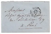 PARIS CACHET TAXE 15C CORPS LEGISLATIF 1866 POUR PARIS