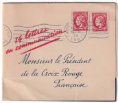 MAZELIN PSEUDO ENTIER 1FRX2 + PSEUDO MECANIQUE SAINT YONNE 1939 CROIX ROUGE FRANCAISE