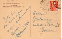 GANDON 12FR ORANGE SEUL CARTE BONNE HTE SAVOIE 18.8.1952 POUR GENEVE TARIF FRONTALIER