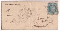 BALLON MONTE ARCHIMEDE PARIS 20.11.1870 POUR ALENCON ORNE REEXP CHARLIEU LOIRE GAZETTE DES ABSENTS N°9 ARRIVE ALENCON 26.11.1870