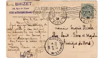 BLANC 5C X2 1REPLIE CARTE VITRY LE FRANCOIS 1904 MARNE POUR ILE SAINT PIERRE ET MIQUELON VIA BOSTON