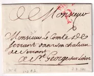 MARQUE P COURONNE PARIS EN ROUGE LENAIN N°6 INDICE 23 1771 POUR ST GEORGES SUR LOIRE MAINE ET LOIRE