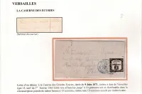 TAXE N°3 VERSAILLES 9 JUIN 1871 CAD BLEU ET NOIR D'UN DETENUE A LA CASERNE DES ECURIES CHATEAU DE VERSAILLES POUR VERSAILLES COMMUNE DE PARIS