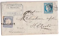 MIXTE ALSACE LORRAINE N°60 GARE DE NANCY MEURTHE AMBULANT NANCY A SAARBRUCK POUR ST AVOLD MOSELLE ET