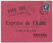 N°486 SEUL TARIF HORS SAC TROYES GARE AUBE 1941 POUR TROYES