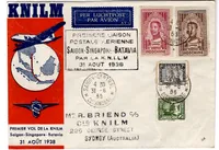 INDOCHINE DIVERS LETTRE COVER AVION KNILM  SAIOGN SINGAPORE BATAVIA SAIGON 1938 TO AUSTRALIE
