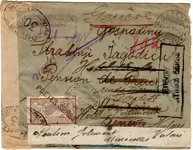 MERSON 50C GRIFFE POSTES SERBES LETTRE REC 1917 POUR SUISSE CENSURE