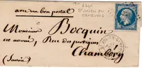 N° 14 LETTRE PC 4240 TYPE 15 ST JULIEN EN GENEVOIS 21 FEVR 1862