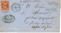 FRANCE N° 16 PC 4201 TYPE 15 BEAUFORT S DORON  9 FEVR 1861 POUR ITALIE RARE