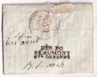 DEBOURSE DEB 30 BEAUMONT HAUTE GARONNE 1806 DEPART PARIS INDICE 21 BEAUMONT DE LOMAGNE TARN ET GARONNE