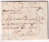 MARQUE PORT PAYE ORNE CAEN CALVADOS 1768 LENAIN N°7 INDICE 23 POUR LEHAVRE SEINE INFERIEURE