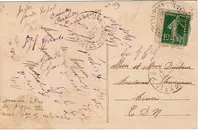 SEMEUSE 10C N° 159 VARIETE PIQUAGE SUR CARTE UZEL 1923 RARE