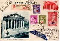 PETAIN PAIX SUR ENTIER 90C ROUGE CP RE AUBUSSON 9.6.1941 AVION POUR LE MAROC