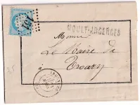 N°60 CACHET DE GARE MOULT ARGENCES CALVADOS GC 151 ARGENCES POUR TROARN