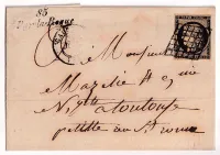 N°3 GRILLE +CURSIVE 85 PUY LA ROQUE TARN ET GARONNE 30 JUILLET 1849 POUR TOULOUSE HAUTE GARONNE