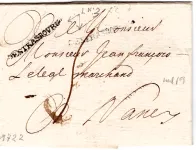MARQUE DE STRASBOURG BAS RHIN LENAIN N° 3 1722 LETTRE POUR NANCY  COTE 420€