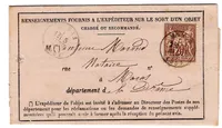 SAGE 20C BRUN N°67 SEUL AVIS RECEPTION N°103 TYPE 16 MORAS 1877 (25) DROME