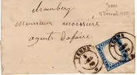 SARDE 20C BELLES MARGES LETTRE YENNE 5 DEC 1859 POUR CHAMBERY SAVOIE