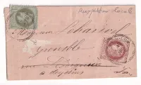N°27 + 52 CAD TYPE 25 LA MOTTE ST MARTIN ISERE RARE CAS DE BANDE DE JOURNAL EN REEXPEDITION LOCALE