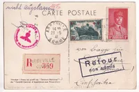 N°472 502 CARTE POSTALE RECOMMANDE ABBEVILLE SOMME 1941 POUR ALLEMAGNE CARTE MAXIMUM PETAIN RETOUR INADMIS CENSURE FFI