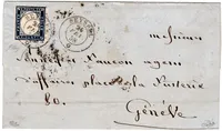SARDE 20C BELLES MARGES LETTRE SEYSSEL 24 FEV 1858 POUR GENEVE TARIF FRONTALIER RARE