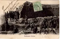 CRETE 5C BLANC CARTE GENDARMERIE CRETOIS + VERSO CORPS D'OCCUPATION FRANCAISE DE CRETE