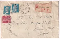 N°181 X2 243 LETTRE FM RECOMMANDE 2EME ECHELON POSTES AUX ARMEES 108 POUR ANVERS BELGIQUE 1930