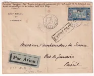 14.10.1927 SAINT LOUIS SENEGAL POUR RIO BRESIL PAR AVION NUNGESSER COLI AVIATEUR COSTES ET LEBRIX RARE 1ER TRAVERSE ATLANTIQUE SUD