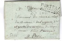 MAINE ET LOIRE MARQUE PORT PAYE A ANGERS 1766 LETTRE + PP FLEURS DE LYS COTE 1750€