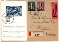 SUISSE HELVETIA BLOC 3FR+ LETTRE EXPRES REC ZURICH 1945 POUR BERN
