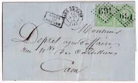 N°20 PAIRE TTB GC 691 CAD GARE DE CAEN CALVADOS APRES LE DEPART POUR CAEN LETTRE LOCALE