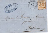 ALSACE 10C N° 5 LETTRE TAD OBER SULZ 5.6.1871 POUR MULHOUSE