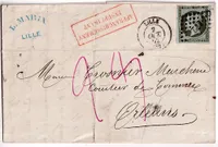 N°11 PC 1727 LILLE NORD TAXE 29 MANUSCRIT POUR ORLEANS LOIRET