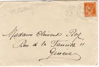 PAIX 1FR ORANGE SEUL LETTRE CACHET PERLE ANDILLY 25.8.37 HTE SAVOIE POUR GENEVE TARIF FRONTALIER