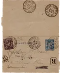 ENTIER SAGE 15C CARTE LETTRE REC + 25 C N°97 PARIS 52 MONTPARNASSE 1894