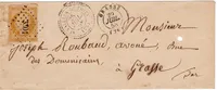 N° 13 PC 3301 TYPE 22 ST VALLIER DE THIEY 28 JUIL 1858 LETTRE + GRASSE ALPES MARITIMES