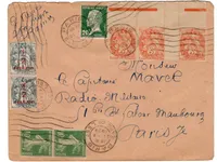 BLANC N°157X2+109X3 BDF +172+159X2 LETTRE MEC PARIS 27.X.1929