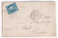N°46B PARIS ETOILE 4 R D'ENGHIENS 29 AOUT 1871 POUR UN BATEAUX EN RADE DE BREST FINISTERE