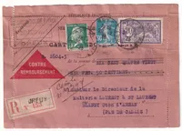 N°144 171 ROULETTE 192 ROULETTE RECOMMANDE CONTRE REMBOURSEMENT DREUX EURE ET LOIR POUR BLANGY PAS DE CALAIS