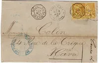 ALPHEE DUBOIS 25C BISTREX2 LETTRE MARTINIQUE ST PIERRE 1881+ COLFR LIGN A PAQ F.R.N°.1